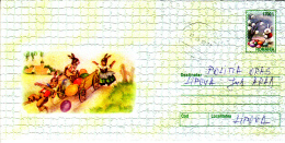 RABBITS, EASTER GREETING, COVER STATIONERY, ENTIERE POSTAUX, 2000, ROMANIA - Lapins