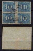 Brazil Brasilien Mi# 19 Coloridos 10R Used Block Of 4 - Usados