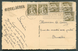 10 Centimes Cérès (5x) Obl. Mécanique De OOSTENDE S/C.V. Du 21-5-1932 + Griffe De MIDDELKERKE Vers Bruxelles.  TB  - 889 - 1932 Cérès Et Mercure