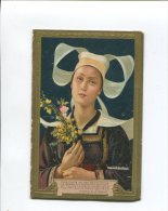 Lu Lefevre Utile Tres Joli LU CALENDRIER CHROMO DORE  GAUFRE DOS  TABLEAU BERTEAUX  JEUNE FEMME COIFFE 1910 - Tamaño Pequeño : 1901-20