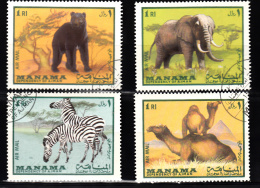 Manama - 4 Timbres Oblitérés Air Mail - Animaux - Manama