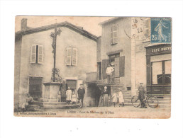 69 - LOIRE - CROIX DES MISSIONS SUR LA PLACE - 1923 - CAFE Animation Vélo Chien Brouette - Loire Sur Rhone