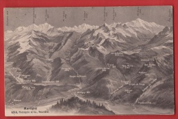 Z0096 Panorama Martigny Et Val De Bagnes,Ferret, Entremont, Saxon, Trient, Salvan. Cachet 1907, Phototypie 6514 - Bagnes