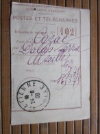 POSTES ET TELEGRAPHES Télégraphe Déclaration De Versement Récépissé Mandat Cachet à Date Saint-Étienne 1909 - Telegraphie Und Telefon