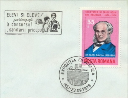 Romania 1979 Special Cancel On Unused Cover Competition For Doctors Picture Of First Aid - First Aid