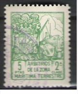 0332-SELLO FISCAL ARBRTRIOS DE  LA ZOMA MARITIMO Y TERRESTRE BARCOS SHIPS TAX  SPAIN REVENUE MARINE,IMPUESTOS ,UNA GRAND - Revenue Stamps