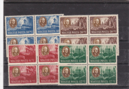 HONGRIE SERIE COMPLETE EN BLOC DE QUATRE EN L HONNEUR DU PRESIDENT ROOSEVELT - Unused Stamps