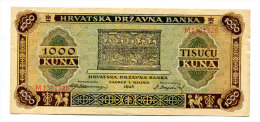 Croatie Croatia HRVATSKA 1000 Kuna 1943 AUNC / UNC # 4 - Kroatien