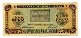 Croatie Croatia HRVATSKA 1000 Kuna 1943 AUNC / UNC # 5 - Kroatien