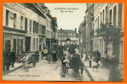 CPA : 76 - Seine Maritime : Gournay En Bray - Rue De Paris Belle Animation - Magasins - Immeubles - Légèrement Colorisée - Gournay-en-Bray