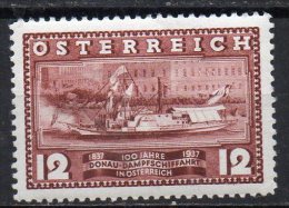 AUSTRIA 1937 Centenary Of Regular Danube Services Of Danube Steam Navigation Co. Paddle-steamers. - 12g Maria Anna  MH - Neufs