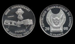 CONGO . 100éme ANNIVERSAIRE DE L'AVIATION .  10 FRANCS . 2008 . - Congo (Repubblica 1960)