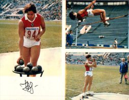 (777) Russian Olympic Games Winner Autograph Postcard - Sport : Lancer De Poid - Shot Put + High Jump - Atletiek
