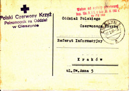 POLAND 1947 Postcard Red Cross - Lettres & Documents