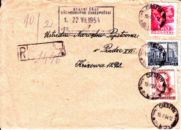 POLAND 1954 Fi 550, 683, 706 On Cover Registered - Storia Postale