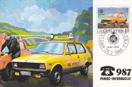 YU74  --  YUGOSLAVIA  --  CARTE MAXIMUM + FDC ( PRVI DAN )  --    40 YEAR AMSJ  -  AUTOMOBILE ASSOCIATION OF YUGOSLAVIA - Cartes-maximum