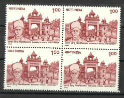 INDIA, 1991, 75th Anniversary Of Banaras Hindu University, Malaviya Block Of 4,  MNH, (**) - Neufs