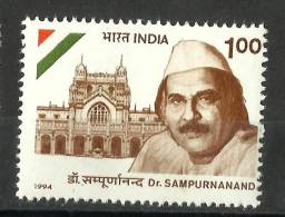 INDIA, 1994, Dr Sampurnanand, , Freedom Fighter And Educationist,  MNH, (**) - Neufs