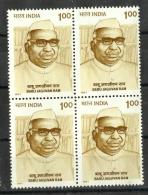 INDIA, 1991, Babu Jagjivan Ram, Politician, Block Of 4,  MNH, (**) - Neufs