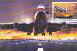 YU73  --  YUGOSLAVIA  --  CARTE MAXIMUM + FDC ( PRVI DAN )  --    60 YEAR OF YUGOSLAV  AIRWAYS - Maximum Cards