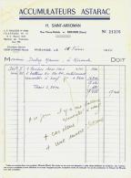 Entête Du 28 /02/1960  - Accumulateurs ASTARAC - H.St Arroman - Mirande - Elektriciteit En Gas