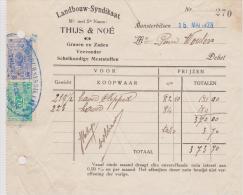 Aankoop Nota. THIJS & NOE Granen & Zaden. Landbouw Syndikaat  Munsterbilzen - 1900 – 1949