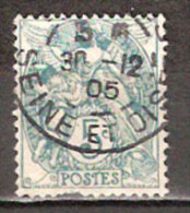 Timbre France Y&T N° 111 (09) Obl  Type Blanc.  5 C. Vert. Cote 0,30 € - 1900-29 Blanc