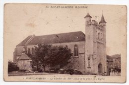Cpa 47 - Monflanquin - Le Clocher Du XIVe Siècle Et La Place De L'église - Monflanquin