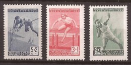 1948 X 557-59  JUGOSLAVIJA BALKANSPIELE EUROPA   Jump, Run, Shot Put  MNH - Nuevos