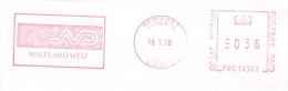 A5 Great Britain 2000. Machine Stamp Atm Label Postmark Fragment WALES AND WEST - Franking Machines (EMA)