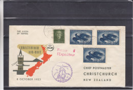 Pays Bas - Lettre De 1953 - Vol Spécial - Oblitération Christchurch Air Race - Brieven En Documenten