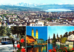 TRAM, TRAMWAYS, ZURICH VIEWS- SWITZERLAND,  POSTCARD, ROMANIA - Tramways