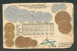 IMPERIAL  RUSSIA  EMBOSSED   COINS    , OLD POSTCARD ,0 - Monnaies (représentations)