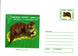 MAMMALS, OTTER, COVER STATIONERY, ENTIERE POSTAUX, 1999, ROMANIA - Nager