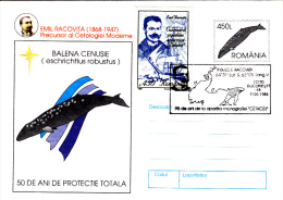 EMIL RACOVITA, WHALE REASERCHER, 4X COVERS STATIONERY, ENTIERE POSTAUX, 1997, ROMANIA - Explorers