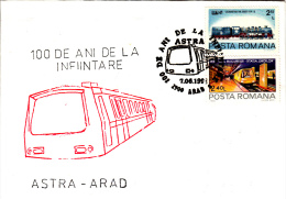 TRAINS, METRO TRAINS, LOCOMOTIVE, SPECIAL COVER, 1993, ROMANIA - Tramways