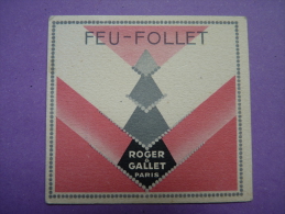 CARTE PARFUMÉE - ROGER GALLET - FEU-FOLLET - Tampon Au Dos : PARIS PARFUMS M. VALLEE à NANCY - - Profumeria Antica (fino Al 1960)