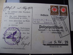 1937 Third Reich Postkarte Polizeipracidium With Swastika - Historical Documents
