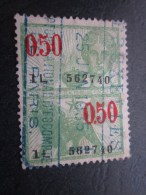 Timbre  Fiscal  Fiscale Fiscaux  Taxe Tax 0 Franc 50 Belgique Belgie 25 Janvier 1935 - Marken