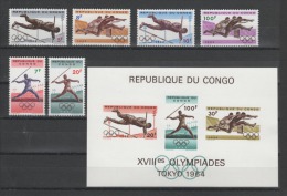 (S0221) CONGO (KINSHASA), 1964 (Summer Olympic Games, Tokyo). Complete Set + Souvenir Sheet. Mi ## 169-174, B5. MNH** - Nuevos