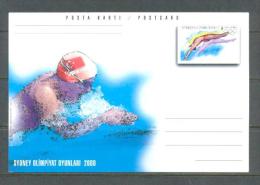 2000 TURKEY SYDNEY OLYMPIC GAMES - SWIMMING POSTCARD - Entiers Postaux