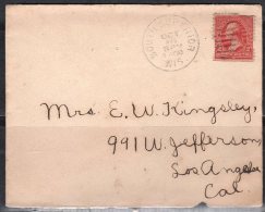 S499.-. USA, 1890-1893 , SCOTT # : 219D. WASHINGTON. ON COVEDR, SOUTH SUPERIOR TO LOS ANGELES - Covers & Documents