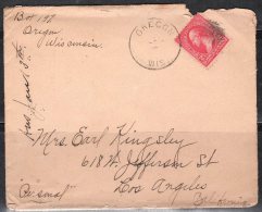 S505.-. USA, 1890-1893 , SCOTT # : 219D. WASHINGTON. ON COVER, OREGON ( WIS ) TO LOS ANGELES - Brieven En Documenten