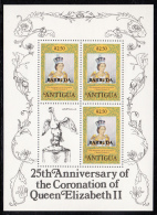 Barbuda MNH Scott #353 Sheet Of 3 Plus Label $2.50 Queen Elizabeth II - 25th Ann Coronation - Barbuda (...-1981)