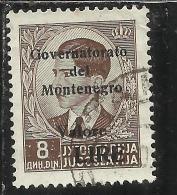 OCCUPAZIONE ITALIANA MONTENEGRO 1942 GOVERNATORATO BLACK OVERPRINTED SOPRASTAMPA NERA LIRE 8 D USED - Montenegro