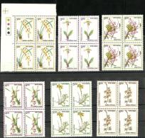 INDIA, 1991, Orchids, Set 6 V, Blocks Of 4  Incl One With  Traffic Lights,  MNH, (**) - Ongebruikt