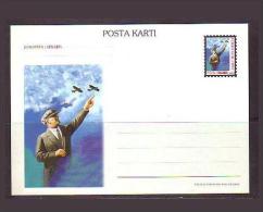 1997 TURKEY ATATURK & AIRPLANES ILLUSTRATION POSTCARD - Entiers Postaux