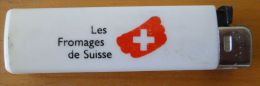 Briquet Publicitaire, Fromage De Suisse, Emmental / Drapeau Croix Blanche Fond Rouge -  Pour Collection - Autres & Non Classés