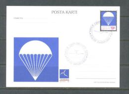 1997 TURKEY 1ST WORLD AIR GAMES PARACHUTE ILLUSTRATION - GLIDER POSTCARD - Postal Stationery