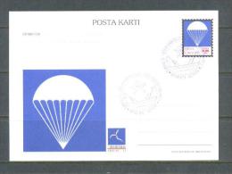 1997 TURKEY 1ST WORLD AIR GAMES PARACHUTE ILLUSTRATION - LONG DISTANCE AIR RALLY POSTCARD - Interi Postali